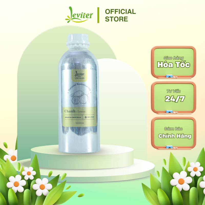 Tinh Dầu Chanh Leviter 1000ML Nguyên Liệu Xông Thơm Máy Khuếch Tán, Sản Xuất Xịt Phòng, Mỹ Phẩm