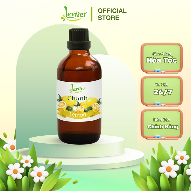Tinh dầu Chanh Leviter 100ml nguyên liệu xông thơm máy khuếc tán, sản xuất xịu phòng, Mỹ phẩm