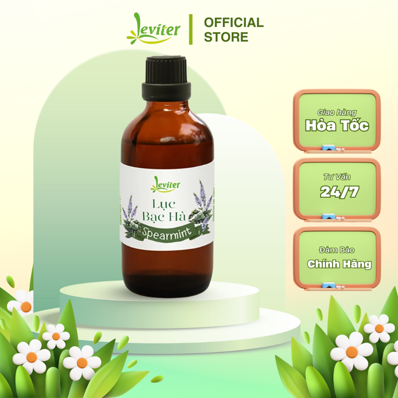 Tinh dầu Lục Bạc Hà Leviter 100ml - Tinh dầu Bạc Hà Nguyên Chất, Giảm Đau Đầu