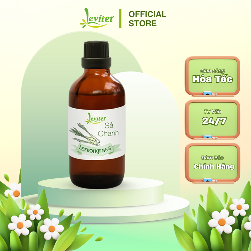Tinh dầu Sả Chanh Leviter 100ml nguyên liệu xông thơm máy khuếc tán, sản xuất xịu phòng, Mỹ phẩm