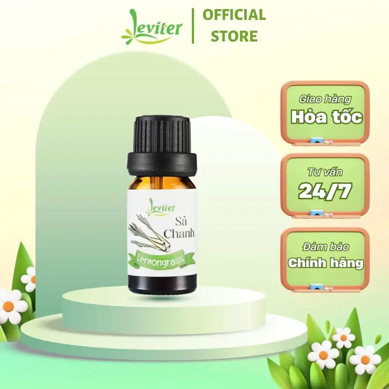 Tinh dầu Sả Chanh Leviter 10ml nguyên liệu xông thơm máy khuếc tán, sản xuất xịu phòng, Mỹ phẩm